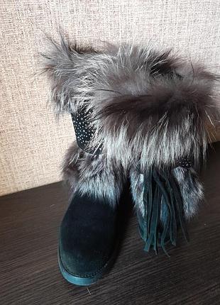 Замшевые сапожки с чернобуркой