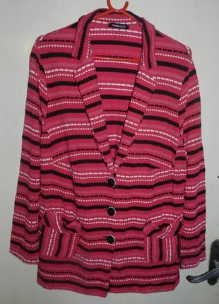 Трикотажный-стрейч,малиновый,пиджак-жакет с карманами,большого размера,румыния3 фото