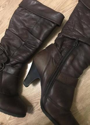 Сапоги aldo кожаные коричневые на низком каблуке2 фото