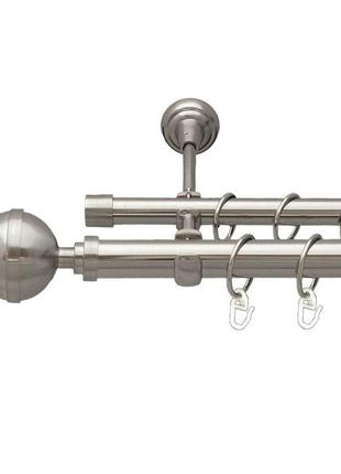 Карниз для штор orvit калісто металевий дворядний гладка труба кільце металеве сталь 25\19 мм 160 см