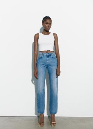 Джинси zara high rise straight long length