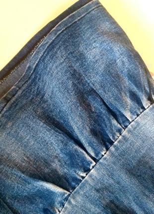 Джинсовая юбка с потертостями3 фото