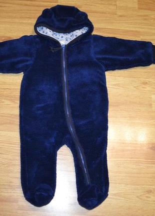Комбинезон теплый человечек мягкий плюшевый синий