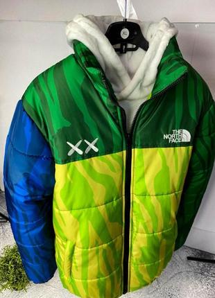 Куртка зимняя tnf xx зеленая с синим