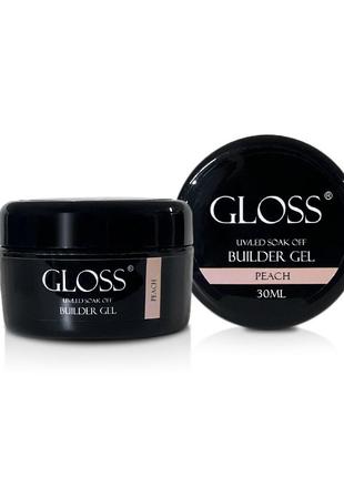 Однофазний гель builder gel gloss peach, 30 мл