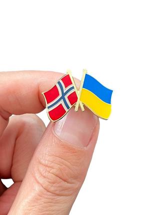 Уцінка! (деталі в описі) значок пін з національною символікою прапори норвегія україна bbrgv112802