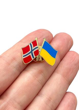 Уцінка! (деталі в описі) значок пін з національною символікою прапори норвегія україна bbrgv1128022 фото