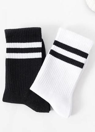 Носки белые черные на резинке с полосками, 37-40 размер.4 фото