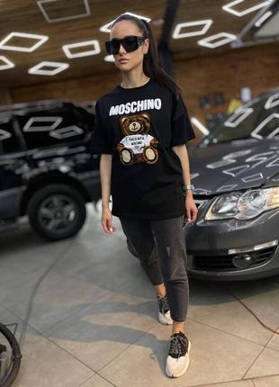 💜есть наложка 💜женская футболка oversize "moschino"💜lux качество 💜