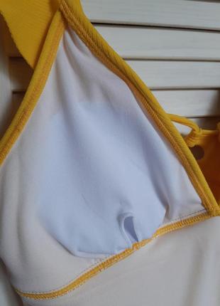 Гарний жовтий купальник суцільний, суцільний, злитий з рюшем shein6 фото