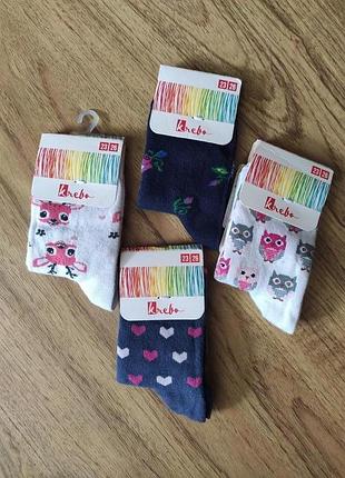 Детские носки набор 3шт.для девочки олень,сердце,цветы, krebo польща р.23-26