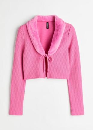 Кардиган з хутряним коміром