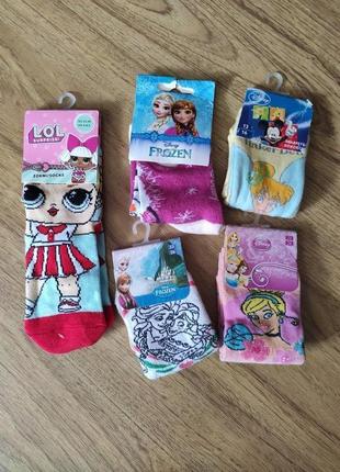 Детские носки набор 5шт.для девочки ледяное сердце эльза, кайма ловл, принцесса,фея р.23-26