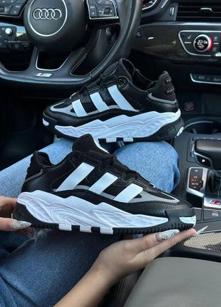 Кроссовки adidas niteball black white leather w