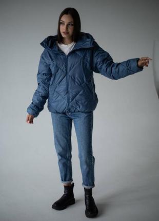 Куртка стеганая деми с капюшоном