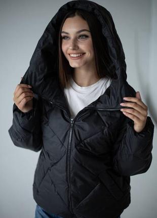 Куртка стеганая деми с капюшоном