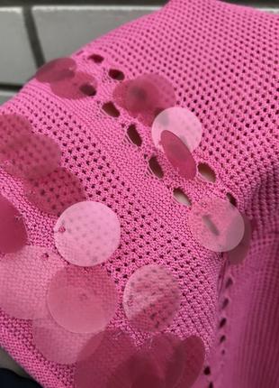 Розовая вязаная, ажурная кофта,блузка в большие пайетки,вискоза, next4 фото