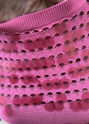 Розовая вязаная, ажурная кофта,блузка в большие пайетки,вискоза, next5 фото
