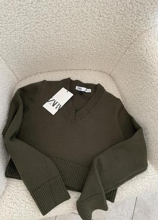 Жіночий укорочений трикотажний топ zara