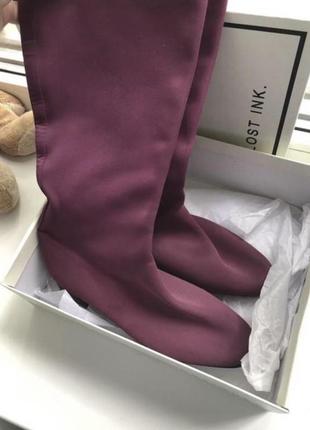 Резиновые текстильные сапоги розовые фиолетовые