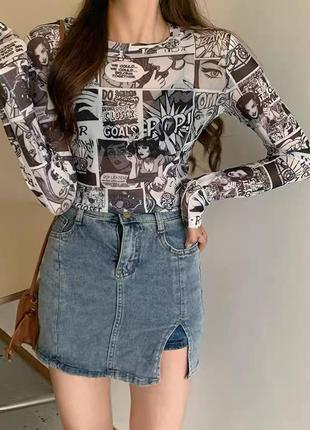 Кофта сетка принт