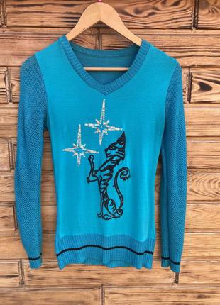 Жіночий бірюзовий стильний светр на осінь