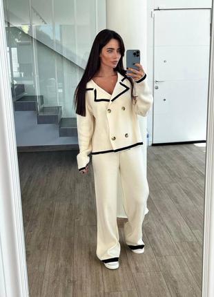 Костюм двойка женский брючный, дизайнерский, жакет, штаны, original brand, молочный