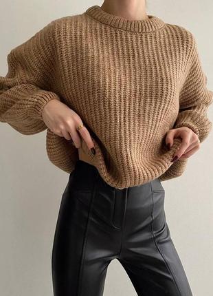 Вязаный свитер оверсайз крупная вязка очень красивый свитер тёплый2 фото