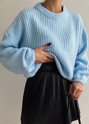 Вязаный свитер оверсайз крупная вязка очень красивый свитер тёплый4 фото
