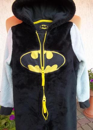 ( 6 - 7 лет ) батман batman детский флисовый кигуруми пижама домашний комбинезон толстый б/у4 фото