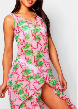Супер пляжное платье макси с вырезом в цветочный принт boohoo2 фото