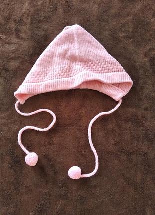 Вязаная шапочка шарка с бубонамм