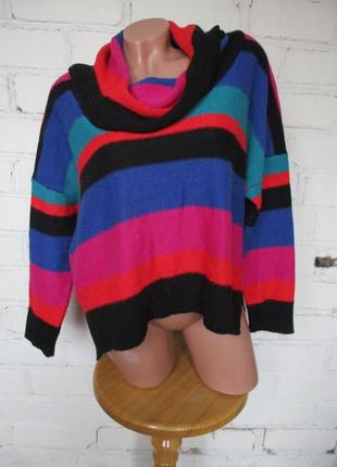 Светр вільного крою в смужку яскравий з ангорой/s-l