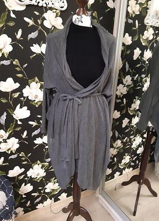 Лёгкий волнистый мягкий кардиган, накидка с поясом