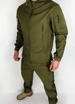 Тактический костюм softshell олива на флисе