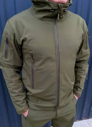 Тактичний костюм softshell олива на флісі7 фото