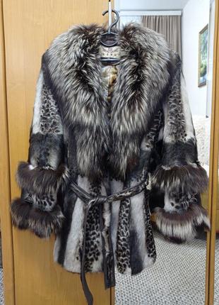 Шубка из горного козлика с чернобуркой