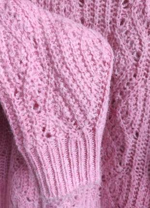 Женский свитер шерстяной теплый вязаный зимний розовый красивый нарядный брендовый оверсайз f&f4 фото