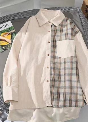 Сорочка жіноча вельветова на кожен день демісезон вставка кашеміру