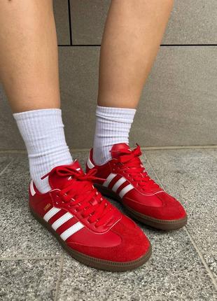 Высокое качество! женские кроссовки adidas samba red6 фото