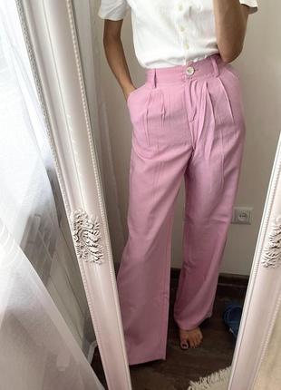 Розовые брюки прямые1 фото