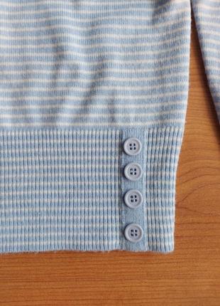 Блакитний м'який светр пуловер у білу полоску, р. 166 фото