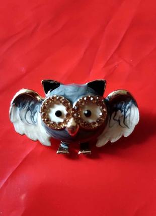 Брошка сова емаль