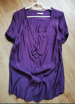 Туника фиолетового цвета блуза удлинена