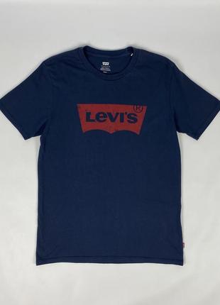 Футболка levis levi’s оригинал синий размер s темно синий big logo с большим логотипом