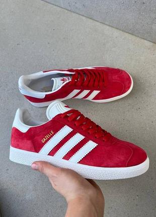 Высокое качество! женские кроссовки adidas gazelle red1 фото