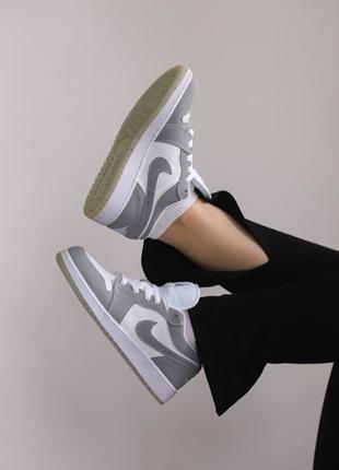 Жіночі кросівки / женские кроссовки air jordan 1 low white/grey5 фото