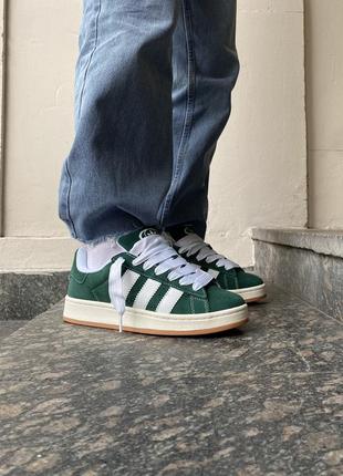 Жіночі кросівки adidas campus green white / адидас кампус зелені з білим кольорів