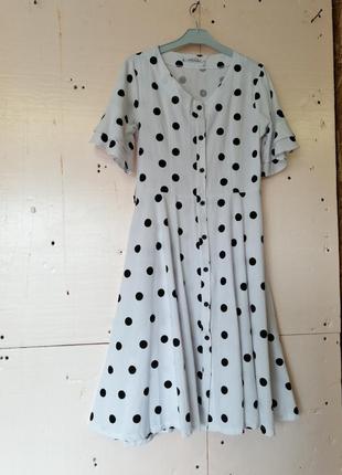 Сукня бавовна котон у стилі пін-ап у великий горох рукав волан пишна спідниця розмір універсальний s3 фото