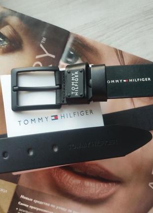 Мужской подарочный набор tommy черный кожаный ремень и кошелек4 фото